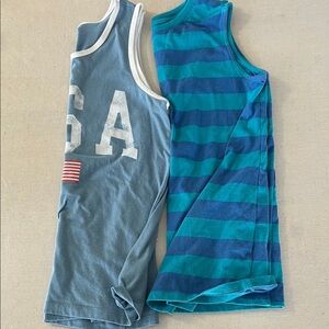 Boys Blue & Teal Striped Tank Tops - 2-Pack